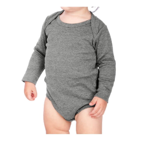 Kavio! Unisex Infants Interlock Lap Shoulder Long Sleeve Bodysuit Dark Heather Gray 6M