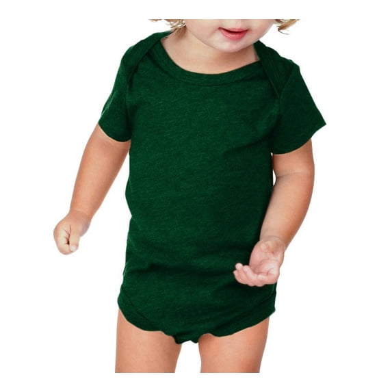Kavio! Unisex Infants Lap Shoulder Short Sleeve Onesie Jersey Ht. Dark Green 6M