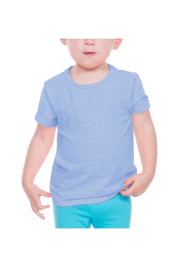 ! Unisex Infants Slub Crew Neck Short Sleeve Azure 18M