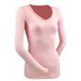 thumbnail image 1 of Kavio Women Raw Edge Burnout T-Shirt V Neck Style WJB0439 - Baby Pink - 2X-Large, 1 of 1