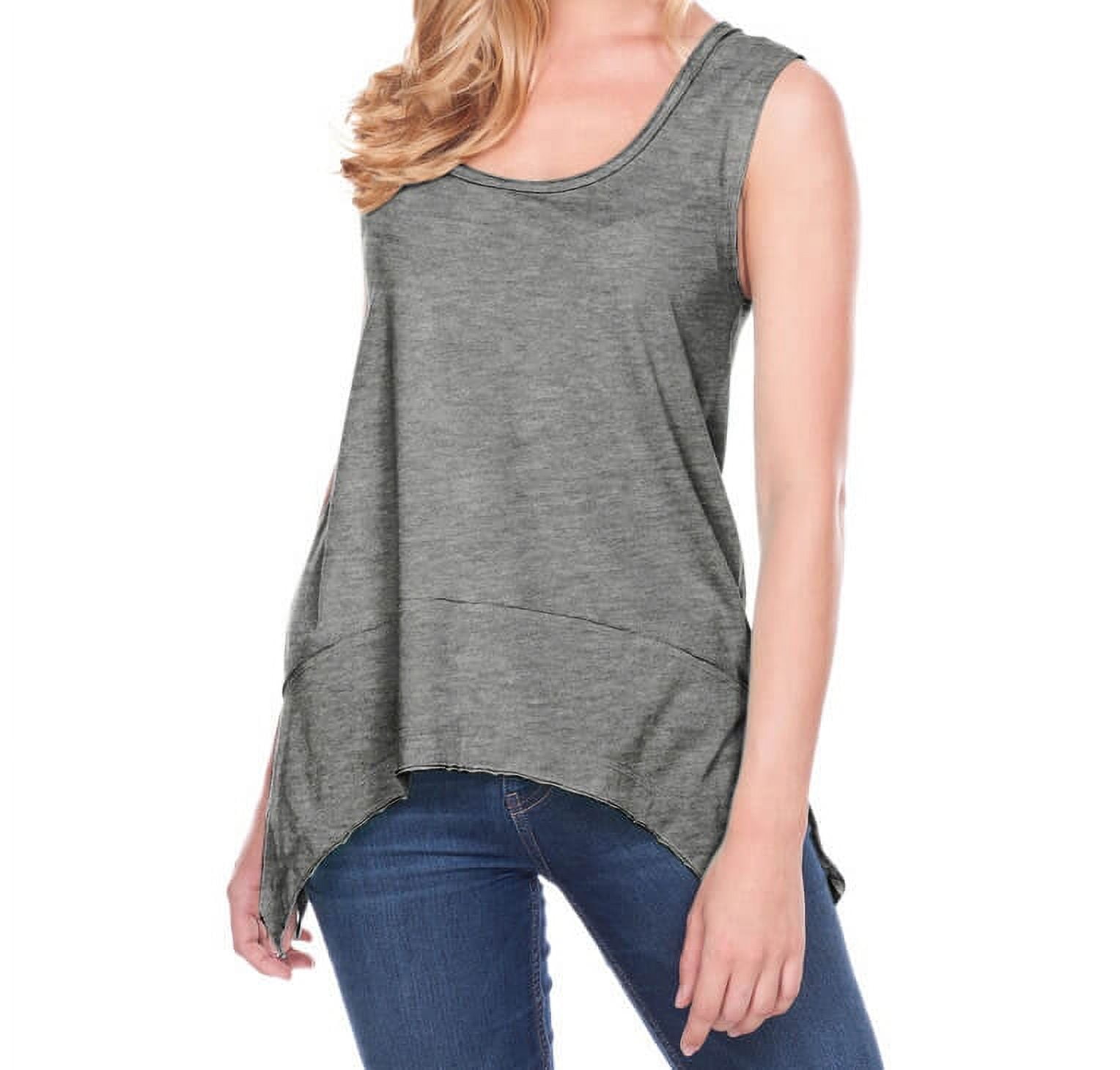 Kavio! Women Sheer Jersey Scoop Neck Raw Edge Shark Bite Tank Black M -  Walmart.com, image size:1528x1460