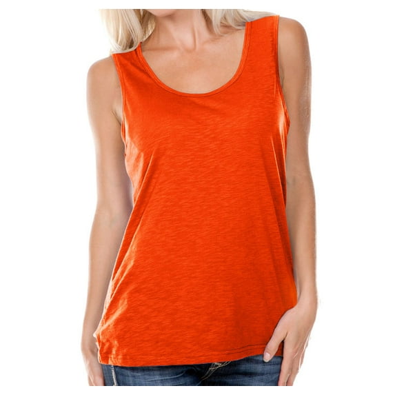 Kavio! Women Slub Jersey Scoop Neck Tank Varsity Orange XL