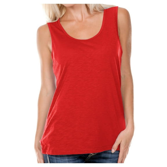 Kavio! Women Slub Jersey Scoop Neck Tank Red S