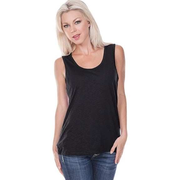 Kavio! Women Slub Jersey Scoop Neck Tank Black S