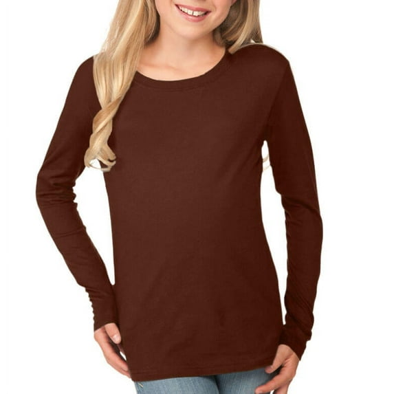 Kavio! Youth Crew Neck Long Sleeve Top Brown S