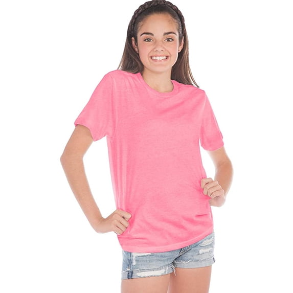 Kavio! Youth Crew Neck Short Sleeve Tee Jersey CVC.(Replaces 0263) Pink Flash S