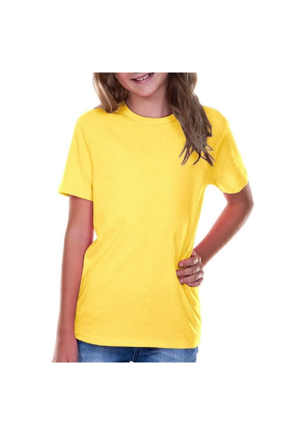 ! Youth Crew Neck Short Sleeve Tee Yellow L
