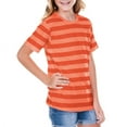 thumbnail image 1 of Kavio Youth Short Sleeve Striped Jersey Tee YJP0605 - Striped Heather/V.Orange - 2X-Small, 1 of 1