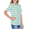 thumbnail image 1 of Kavio! Youth Striped Jersey Crew Neck Short Sleeve Tee Striped White/IceGreen XL, 1 of 2