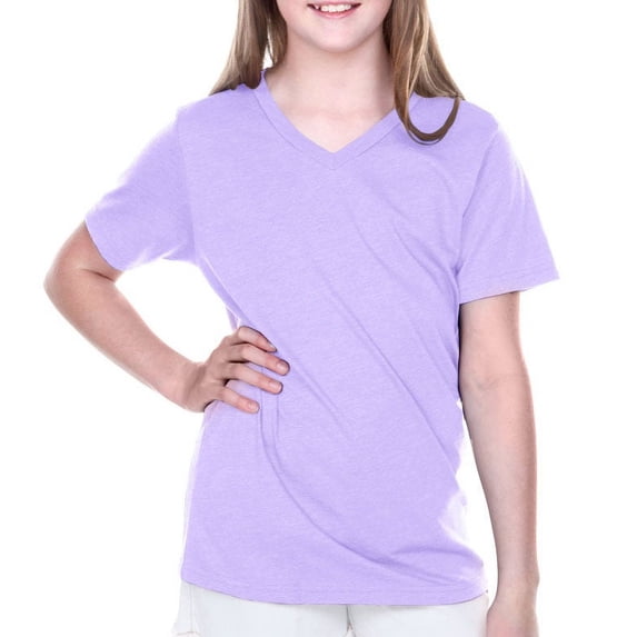 Kavio Youth V Neck Short Sleeve Tee YJP0576 - Lavender - X-Large