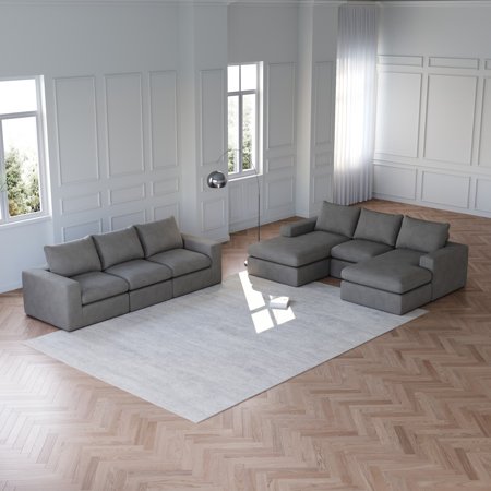 KavlSean 2 Piece Sofa Set Corduroy Couches with Chaise, Modern Lounge Sofa Couches with Pillows, L Shape Modular Sofa for Living Room, No Assembly Required