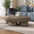 thumbnail image 1 of Kavren Modern Oval Glossy Low Profile Coffee Table, Brown, 1 of 14