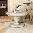 thumbnail image 1 of Kavren Modern Oval Glossy Pedestal End Table, Ivory, 1 of 12