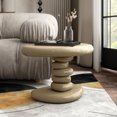 thumbnail image 1 of Kavren Modern Oval Glossy Pedestal End Table, Light Brown, 1 of 13