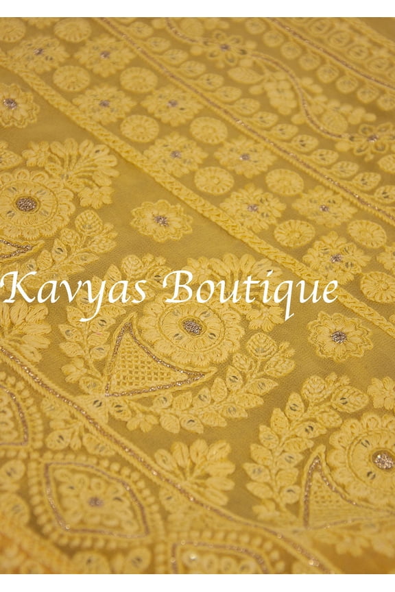 Mukaish Work Georgette Chikankari Traditional Sari (Women's)
