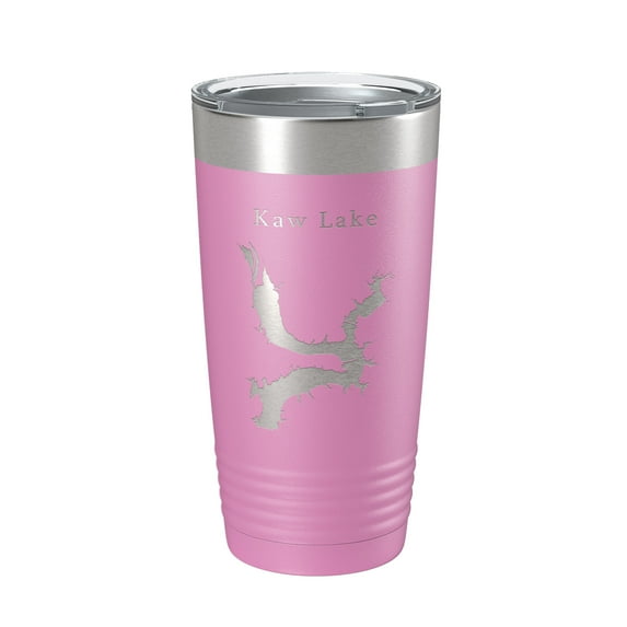 Kaw Lake Map Tumbler Travel Mug Insulated Laser Engraved Coffee Cup Oklahoma 20 oz Light Purple