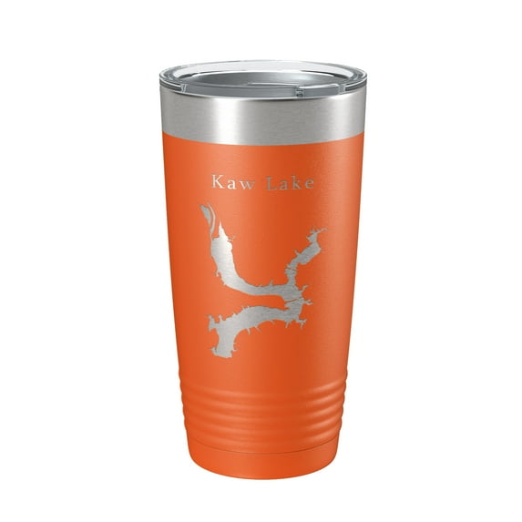 Kaw Lake Map Tumbler Travel Mug Insulated Laser Engraved Coffee Cup Oklahoma 20 oz Orange