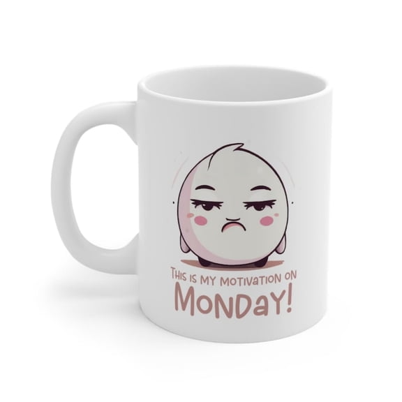 Kawa Coffee Mug, Monday Motivation Coffee Cup, Funny Cute Face Mug, Monday Quote Coffee Mug, Gift Coffee Lover, Funny Coffee Mug Gift.