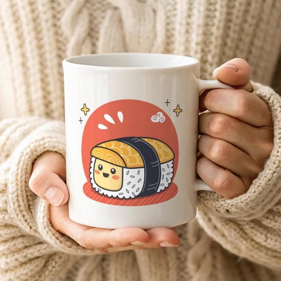 Kawa Sushi Mug anese Food Coffee Cup, Cute Anime Style Ceramic Mug Sushi Lover, Birthday, Cistmas, Stocking Stuffer Gift.jpg