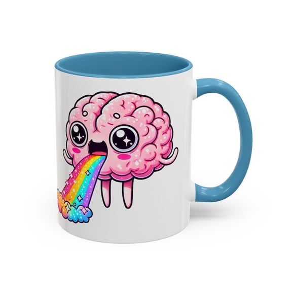 KawaI1I Brain Vomiting RainB1Ow Mug, Cute Sparkly Pink Brain Puking Colorful Stars and RainB1Ows,Funny Nerd Gift for Studen,ArtisCrea