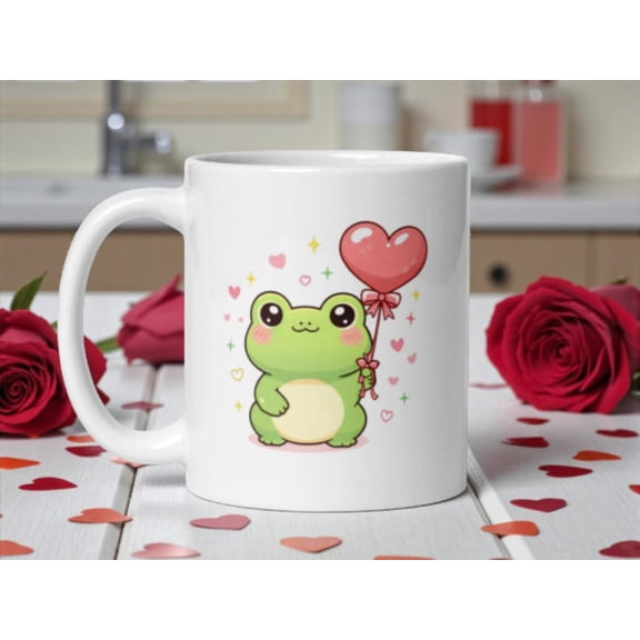 KawaI1I Frog VaL1entine Mug Heart Balloon Coffee Cup