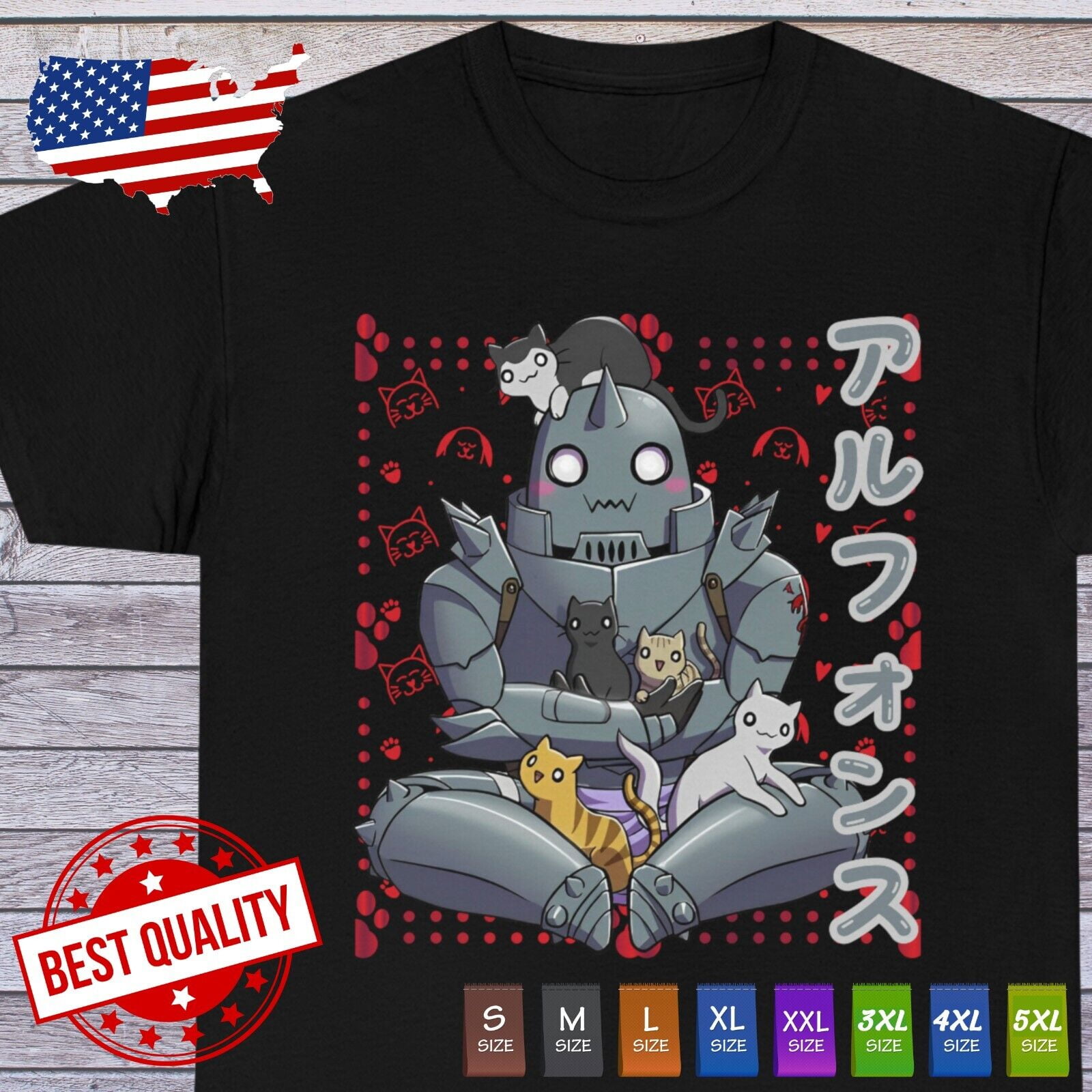 Kawai Cat Alphonse Elric Fullmetal Alchemist Shirt Anime Clothing Manga