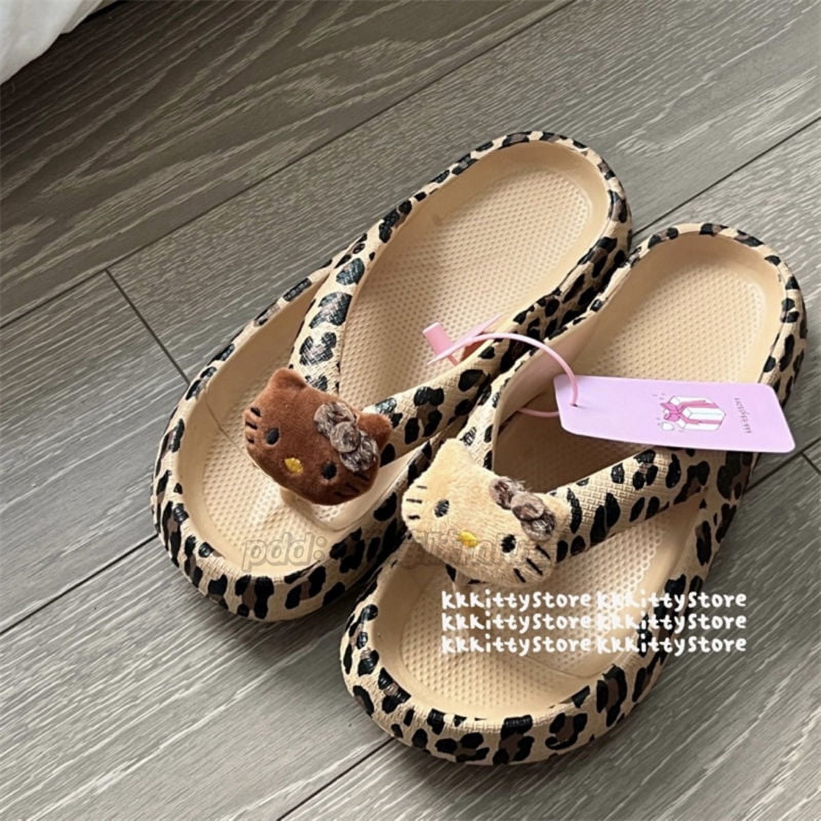 Kawaii 2024 New Hello Kitty Flip Flops Sanrio Cartoon Anime Summer ...