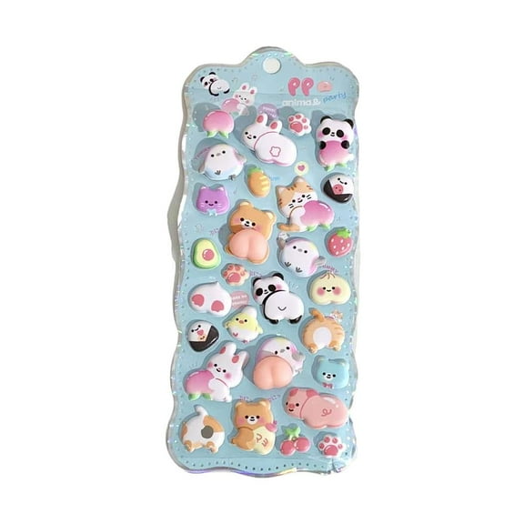 Kawaii 3D Puffy Stickers, Cute Bubble Foam Bear & Bunny Stress Relief Stickers for Phone Case, Notebook, Scrapbook & DIY Crafts, Fun Gift for Teens(Blue)