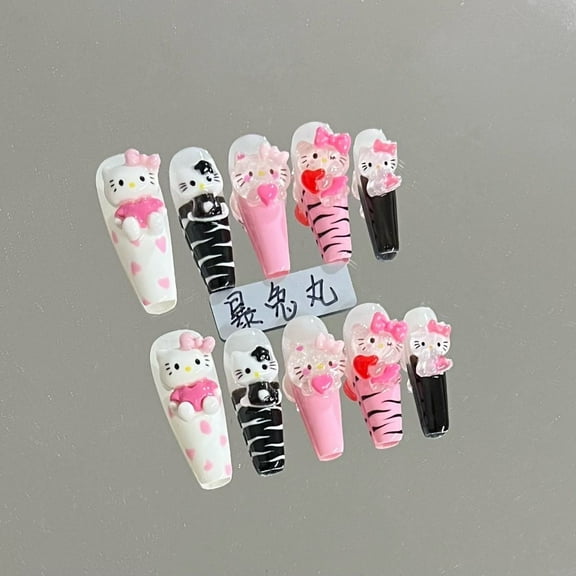 Kawaii 41 Style Sanrios Cinnamoroll False Nail My Melody Hellokitty Wearing Armor Kuromi Anime Halloween Y2K Manicure Stickers
