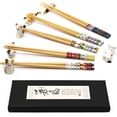 thumbnail image 1 of Kawaii 5 Pairs Bamboo Chopsticks & 6 Cute Lucky Cat Holders, Classic Japanese Style, Dishwasher Safe, Gift Set, 1 of 2
