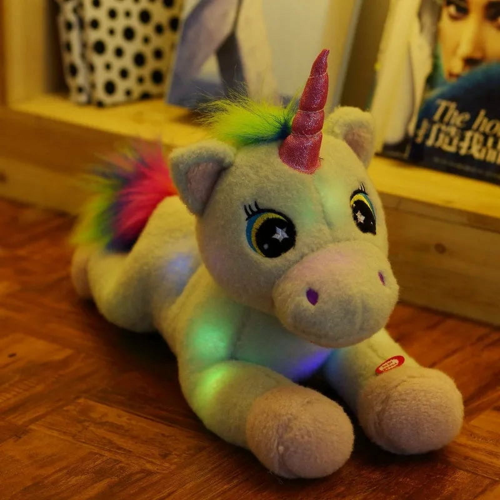 Kawaii 50CM Led Light Colourful Unicorn Plush Toy The Tail of the Rainbow Glowing Soft Present ...