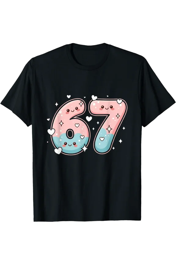 Kawaii 67 Meme Shirt Funny Cartoon Drippy Number Tee T-Shirt