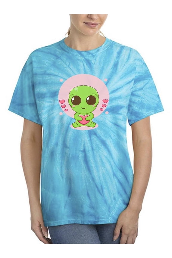 Kawaii Alien Sitting T-Shirt Tie Dye Cyclone Women -Image by Shutterstock, Female Medium