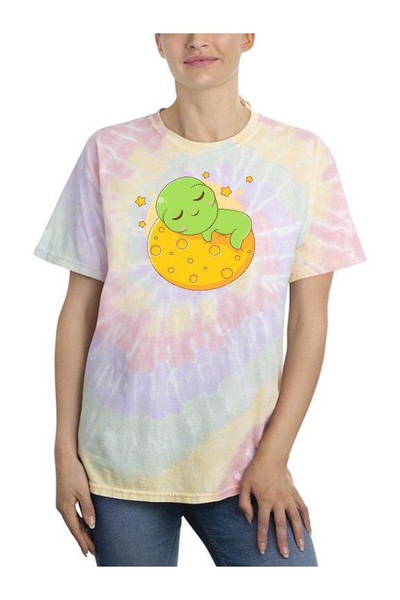 Kawaii Alien Sleeping On Moon Tie Dye Spiral Women -Image by Shutterstock, Female x-Large