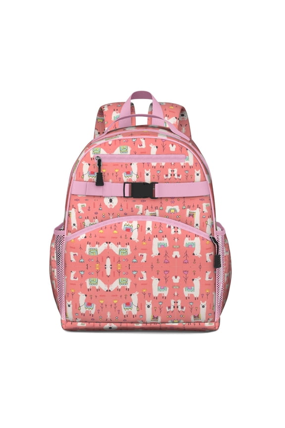 Kawaii Alpaca Toddler Backpack Cute Llama Face Design with Funny Cartoon Pattern for Students