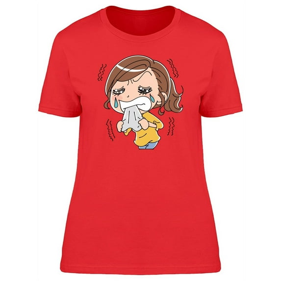 Kawaii Angry Lady Cartoon T-Shirt Women -Image by Shutterstock, Female x-Large