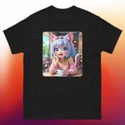 Kawaii Anime Cat Girl Coffee Lover Design B - Unisex Short Sleeve T-Shirt | eBay