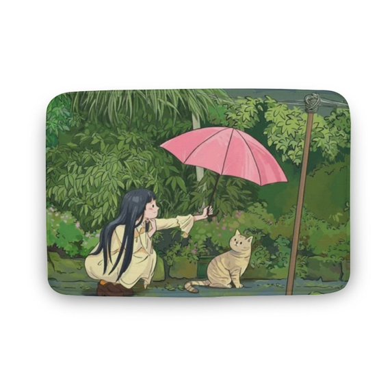 Kawaii Anime Doormat,Anime Girl and Cat Cartoon Small Doormat, Cute Anime Doormat,Welcome Doormat, Home Decor, Fun Welcome Mat,Indoor Doormat,Front Back Door Mat 17”x30”