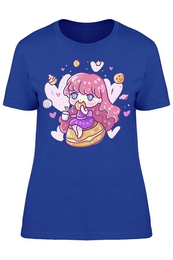 Kawaii Anime Girl Cookies T-Shirt Women -Image by Shutterstock, Female 3X-Large