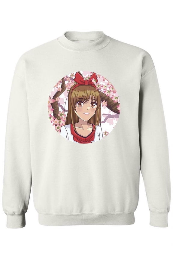 Kawaii Anime Girl Round Portrait Sweatshirt Women -Image by Shutterstock, Female Large
