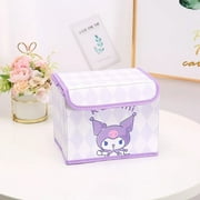 Kawaii Anime My Melody Cinnamoroll Kuromi Cute Cartoon Bedroom Desk Cosmetics Dustproof Storage Box Foldable Organizer Box Gift