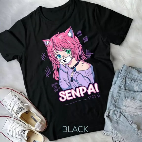 Kawaii Anime Neko Girl Shirt Pastel Goth Menhera Sick Unisex T-Shirt Unisex S-5XL Hot Trending Shirt, Vintage Birthday Gift