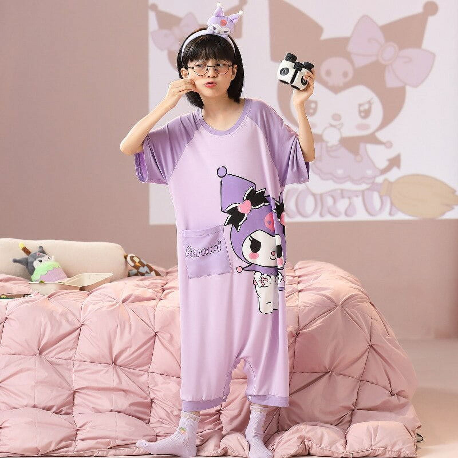 Kawaii Anime Sanrio Kuromi Kids Pajamas Jumpsuit Cartoon Parent-Child ...