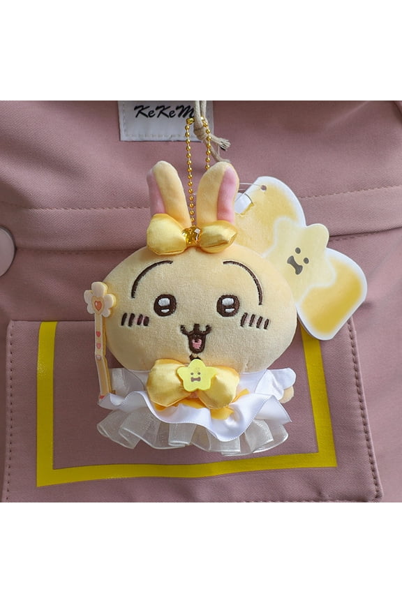 Kawaii Anime Shisa Usagi Hachiware Keychain Pendant Usagi Plush Toys Doll Backpack School Bag Keyring Charm Accessory