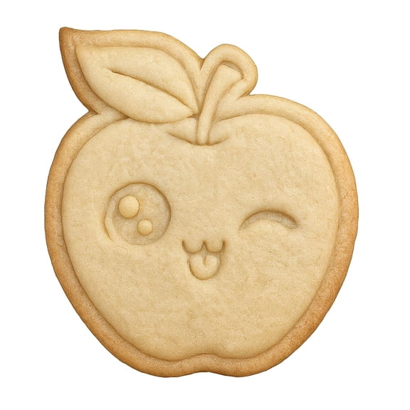 Kawaii Apple Cookie Cutter & Stamp 4x3.5" for Baking Fondant Clay Embosser