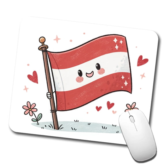 Kawaii Austrian Flag Mouse Pad Low Profile Gaming Mat