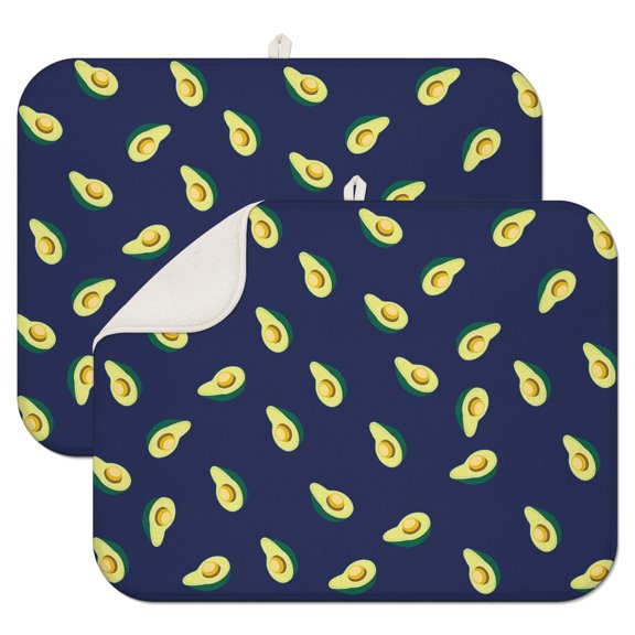 Kawaii Avocado Coffee Mat – Durable Microfiber Spill Mat Featuring Cute Avocado Design, Lightweight and Reversible Dish Drying Pad for Kitchen and Cafe Use