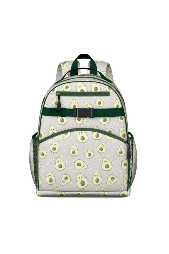 Kawaii Avocado Design Durable Backpack - Spine-Protecting Ergonomic School Bag for Teens with Adjustable Shoulder Straps