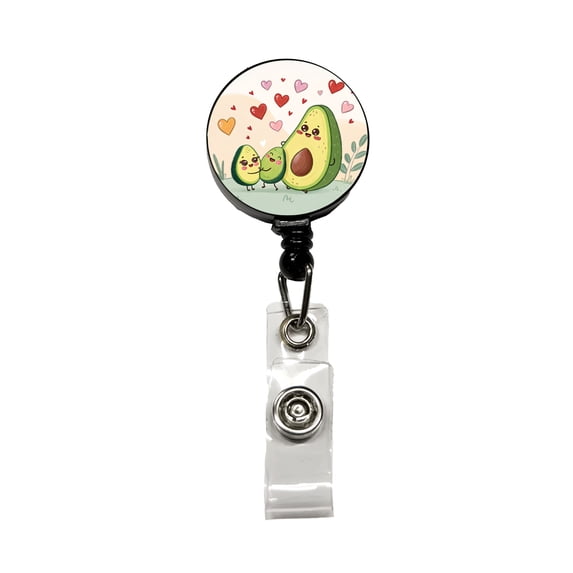 Kawaii Avocadoes And Hearts Retractable Reel ID Badge Key Card Name Tag Holder with Clip
