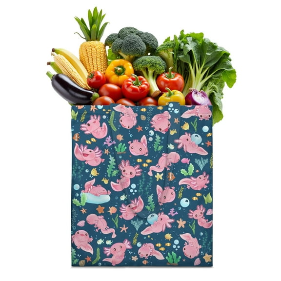 Kawaii Axolotl Canvas Tote Bag – Cute Fantasy Watercolor Axolotl Creature Print – Aesthetic Gift for Animal & Mythical Lovers